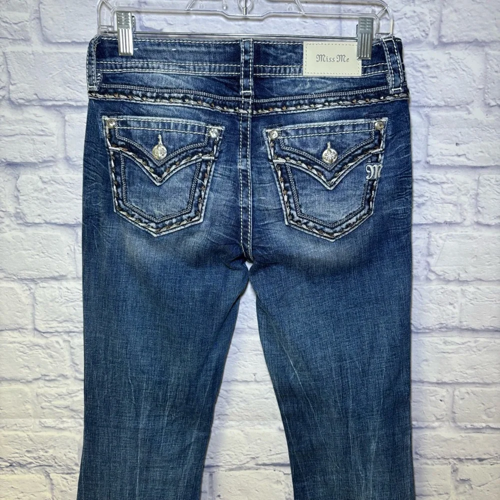 Miss Me Los Angeles Curvy Boot Cut Embellished  Beaded Jeans Bling Size 27x29.5